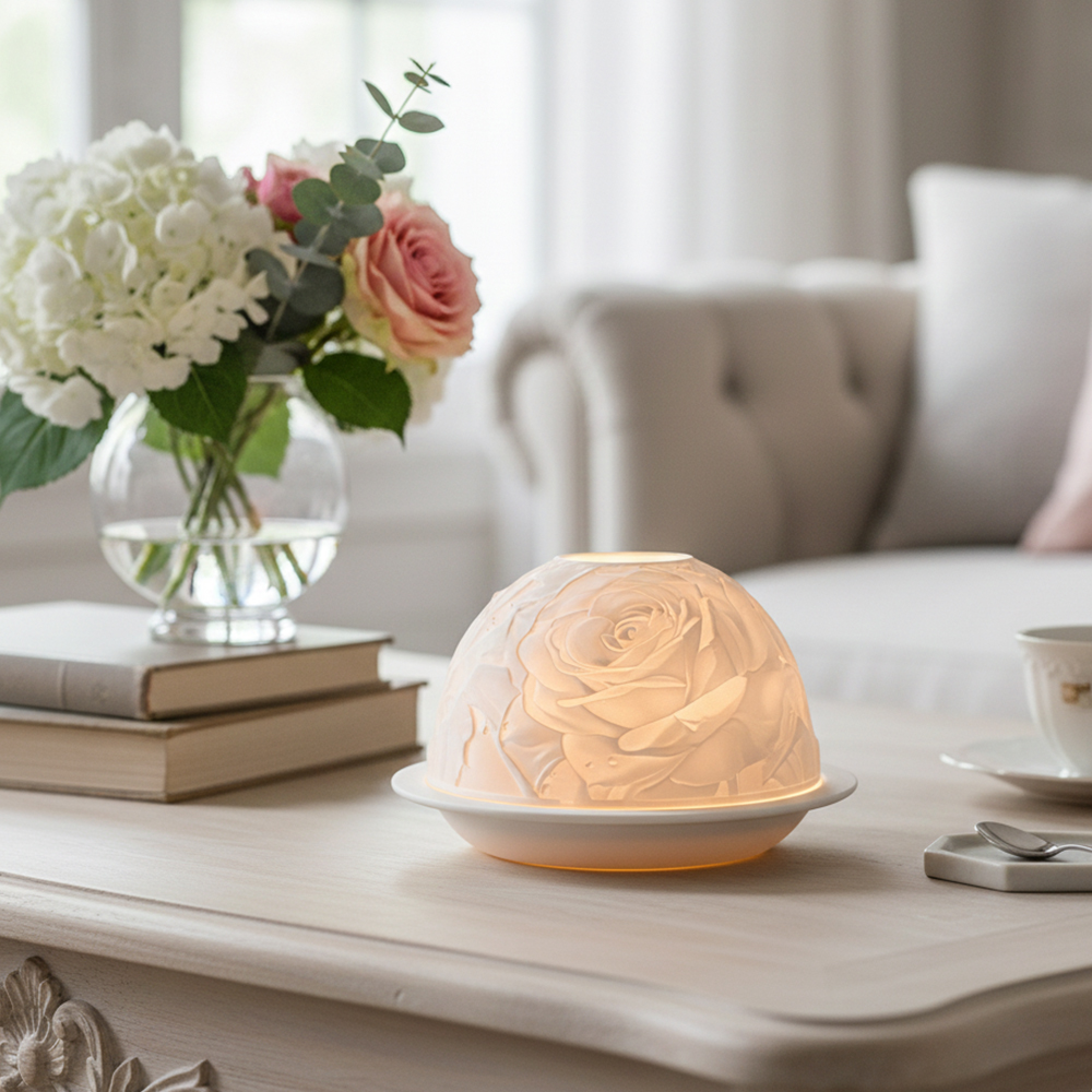Lighting Decor Living Room - Elegant Rose Porcelain Candle Holder Warm