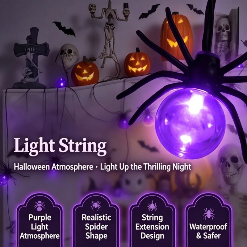Lighting Decor Outdoor - Battery Powered Spider LED String Lights,