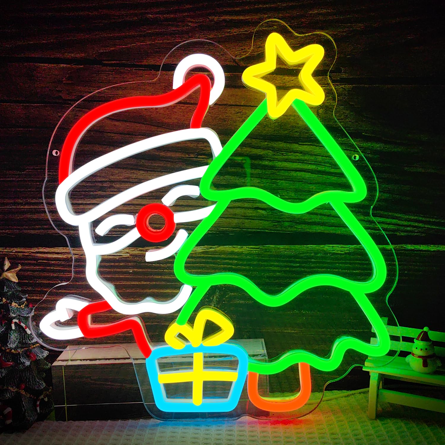 Wall Decor Lighting Tree - Santa Neon Sign for Wall Decor