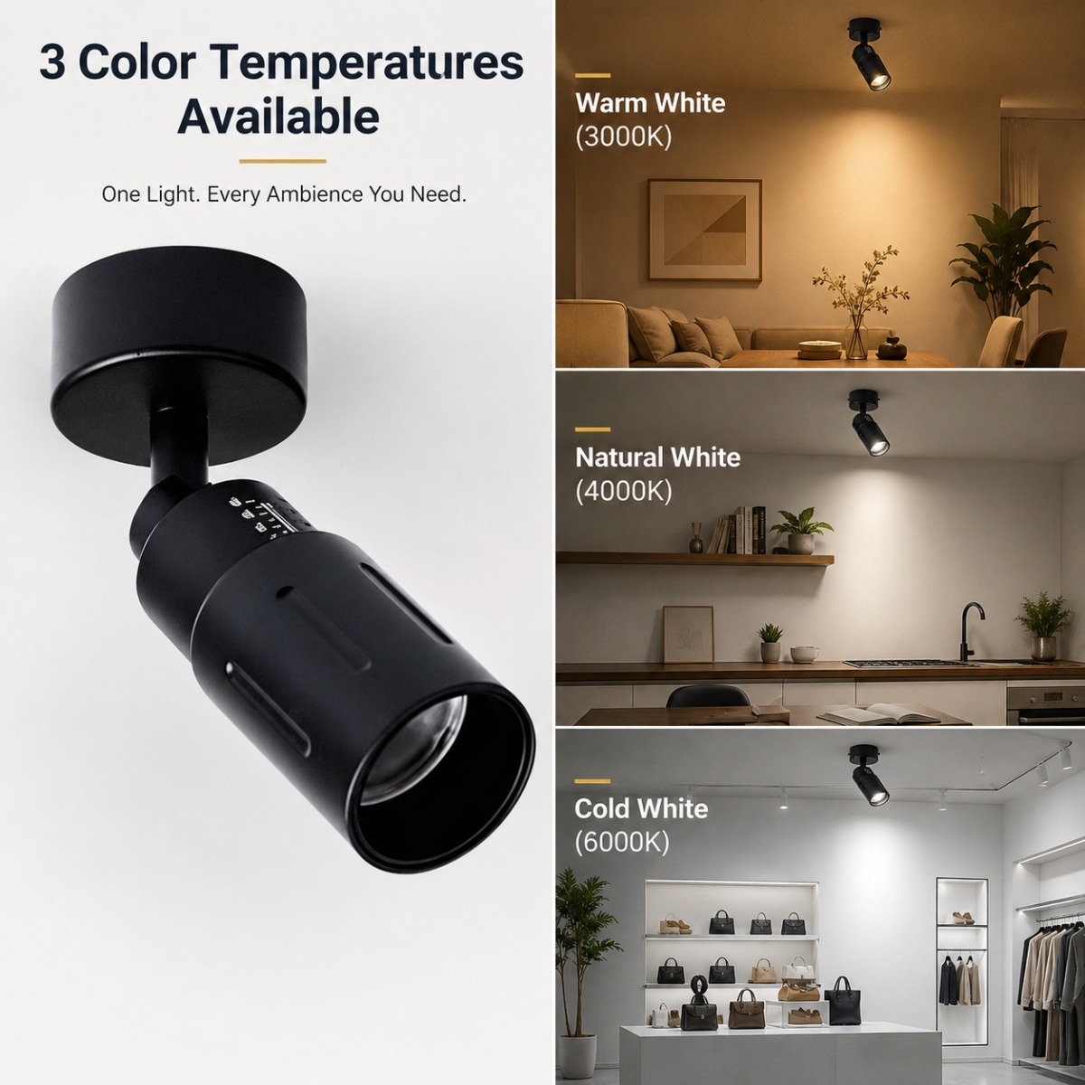 Lighting Gallery - JOYINLED 9W Zoomable Track Light, 3°-60°