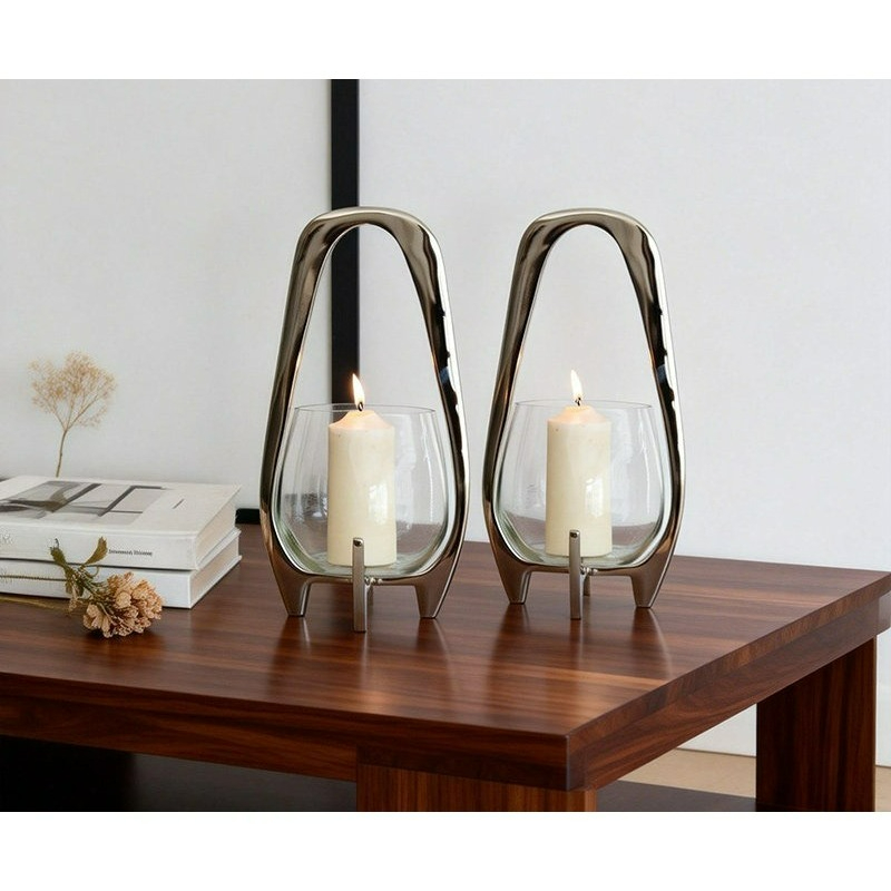 Lighting Decor Living Room - Luxury Silver Lantern Candlestick for Living