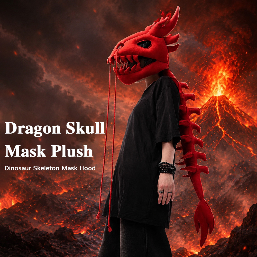 Unique Lighting Decor - Dragon Skull Spine Plush Hood Long