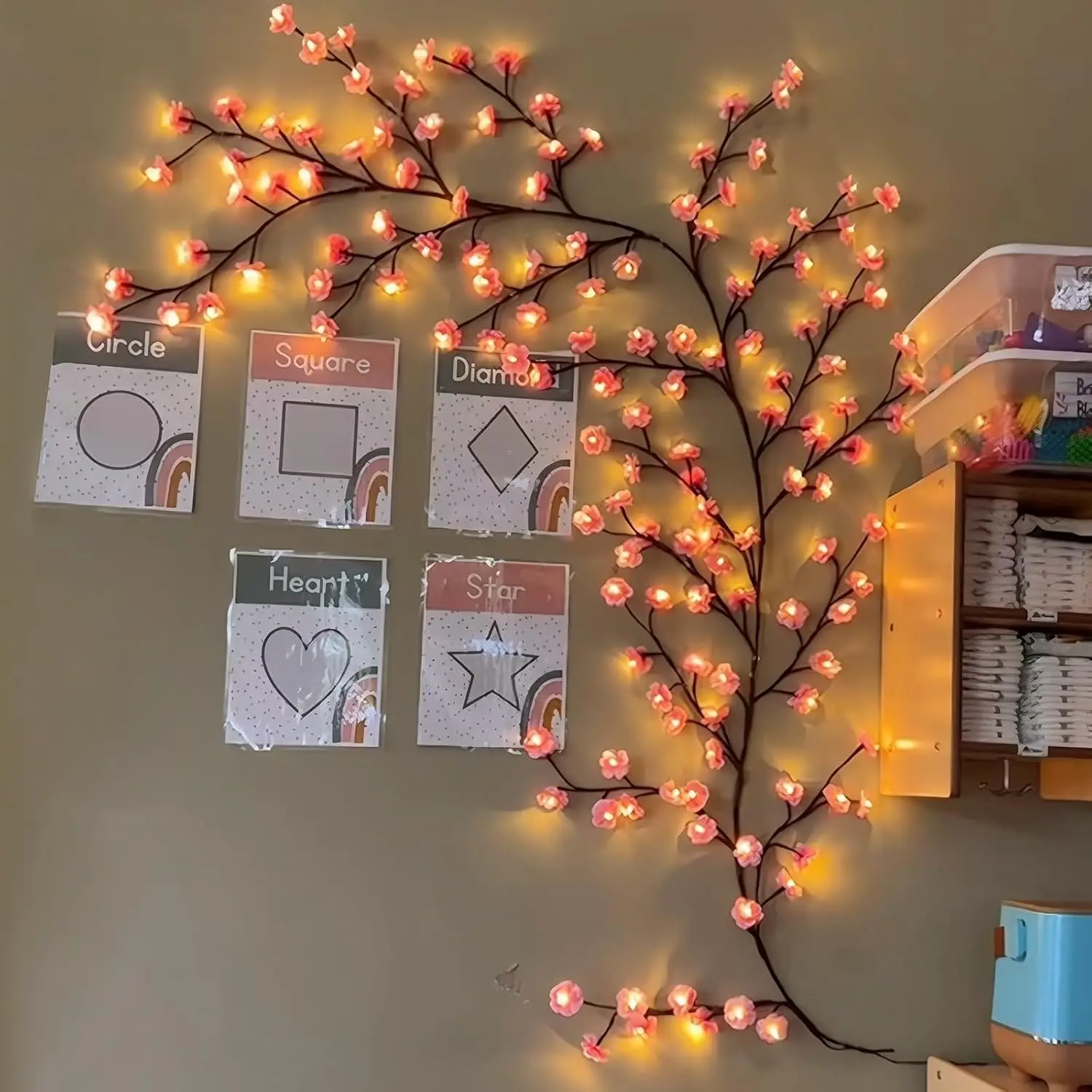 Wall Decor Lighting Tree - Cherry Blossom Willow Vine Twig Decor