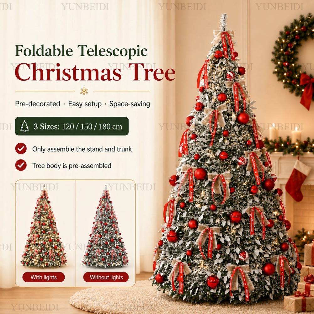 Home Decor Lighting Tree - Foldable Christmas Tree with Ornament&LED Lights
