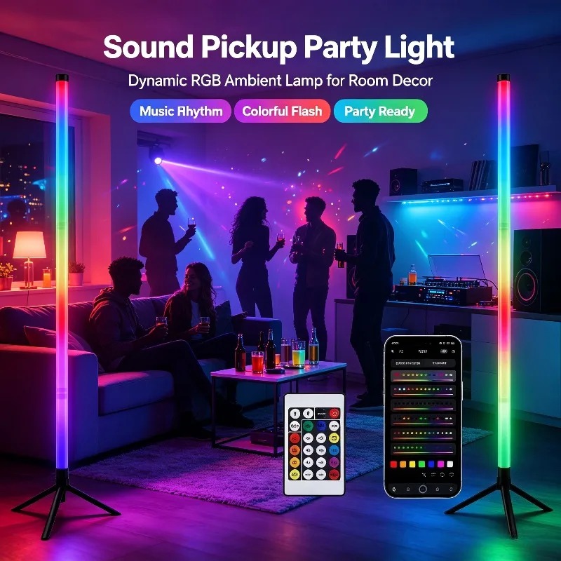 Lighting Decor Home - 2PCS 120CM RGB Floor Lamp, Sound