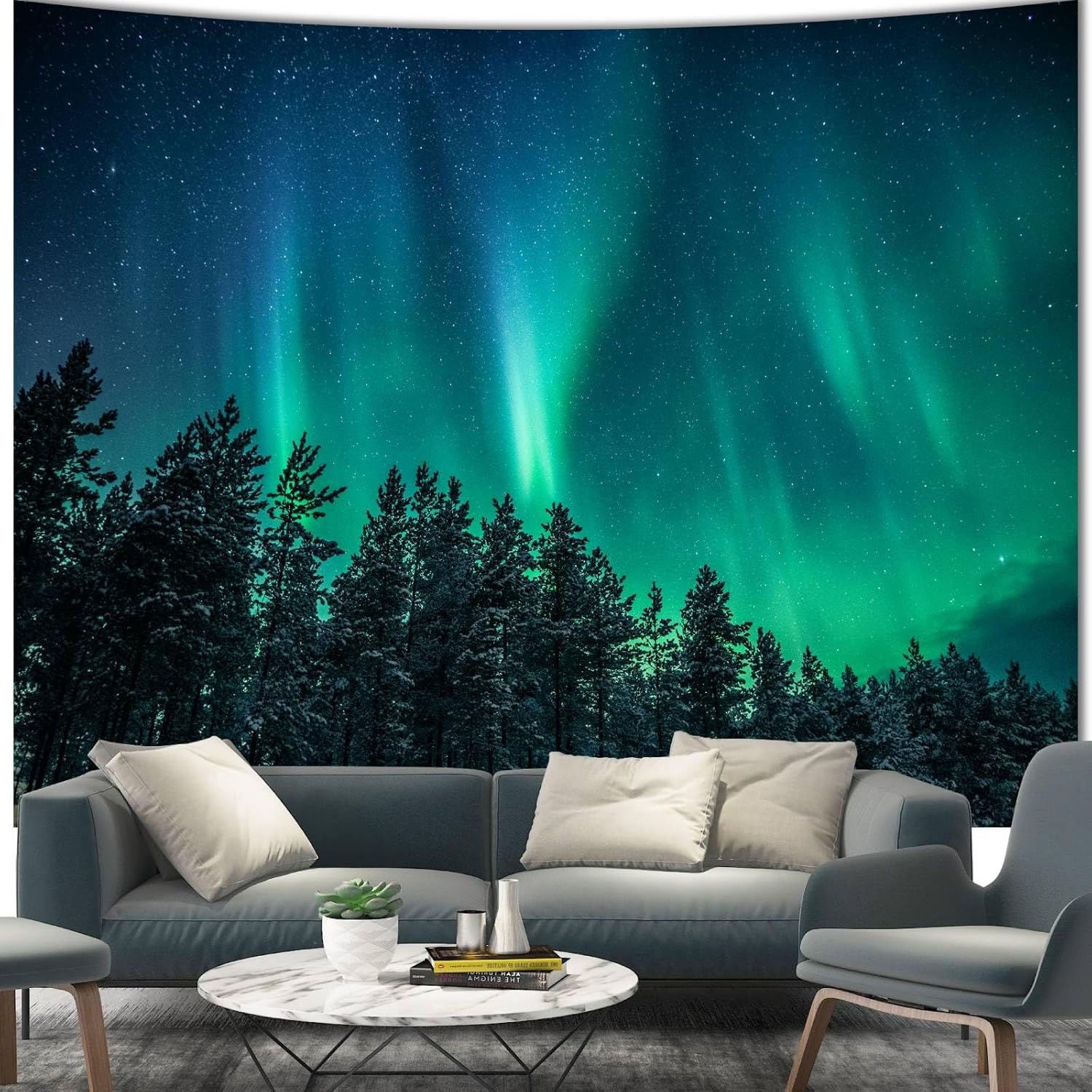 Wall Decor Lighting Tree - Large Northern Lights Tapestry Wall Decor