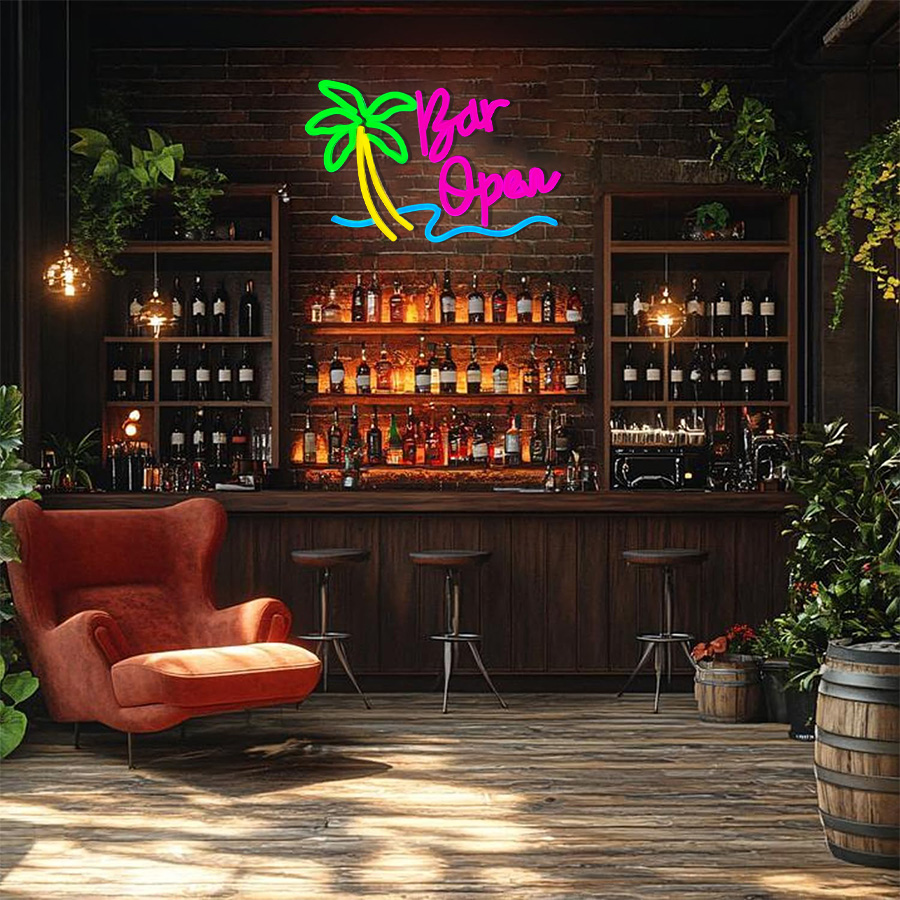Bar Open Sign for Business, Ne - Wall Decor Lighting Tree 评论和价格