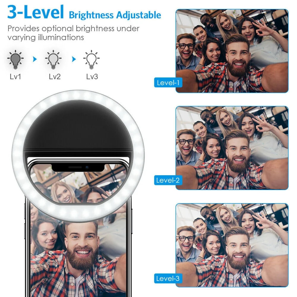 USB Rechargeable LED Selfie Ri - Lighting Gallery 评论和价格