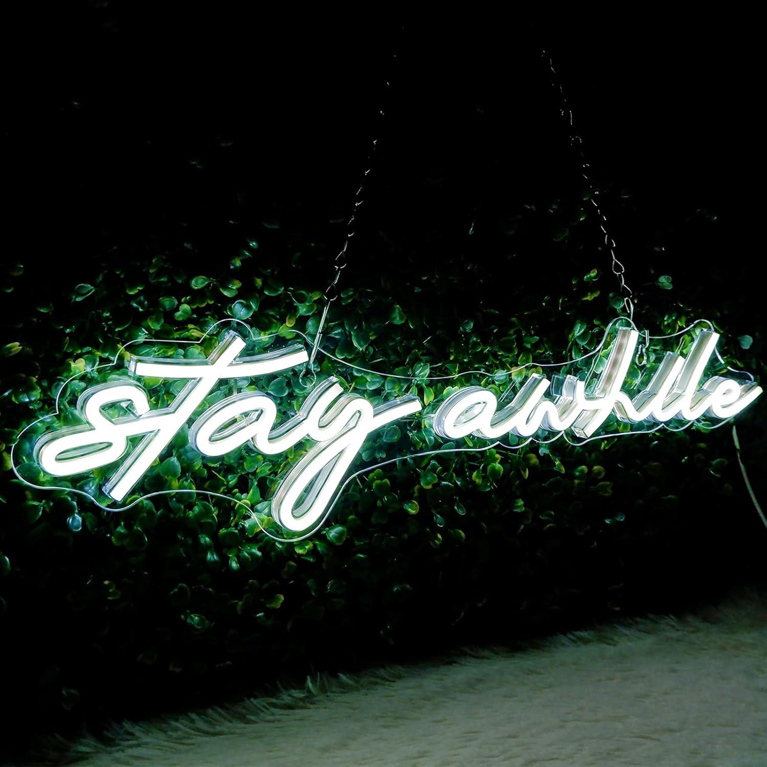Stay Awhile Neon Signs USB Dim - Lighting Decor Home 评论和价格