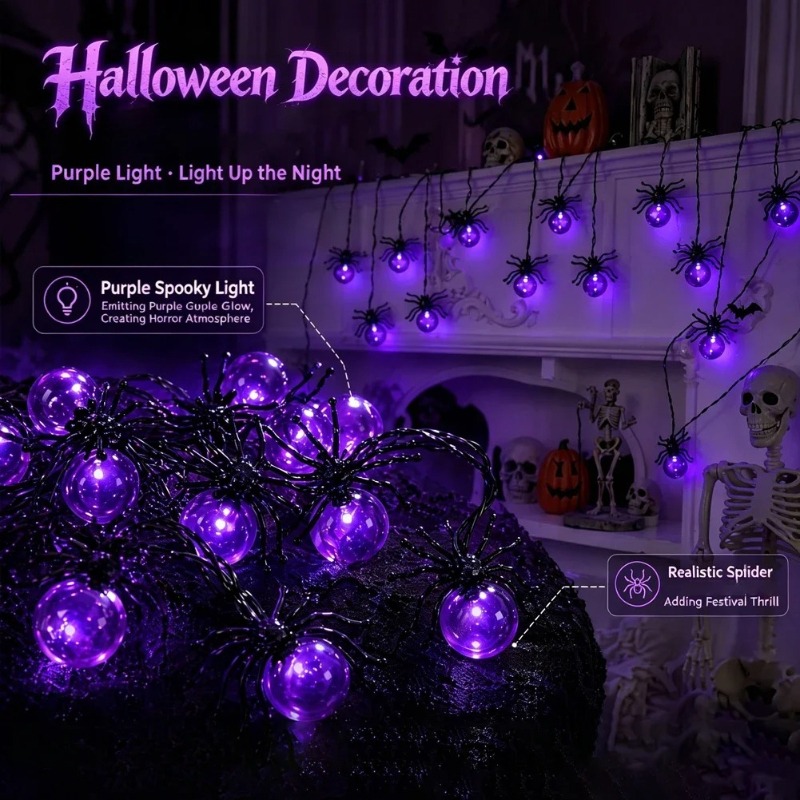 Battery Powered Spider LED Str - Lighting Decor Outdoor 评论和价格
