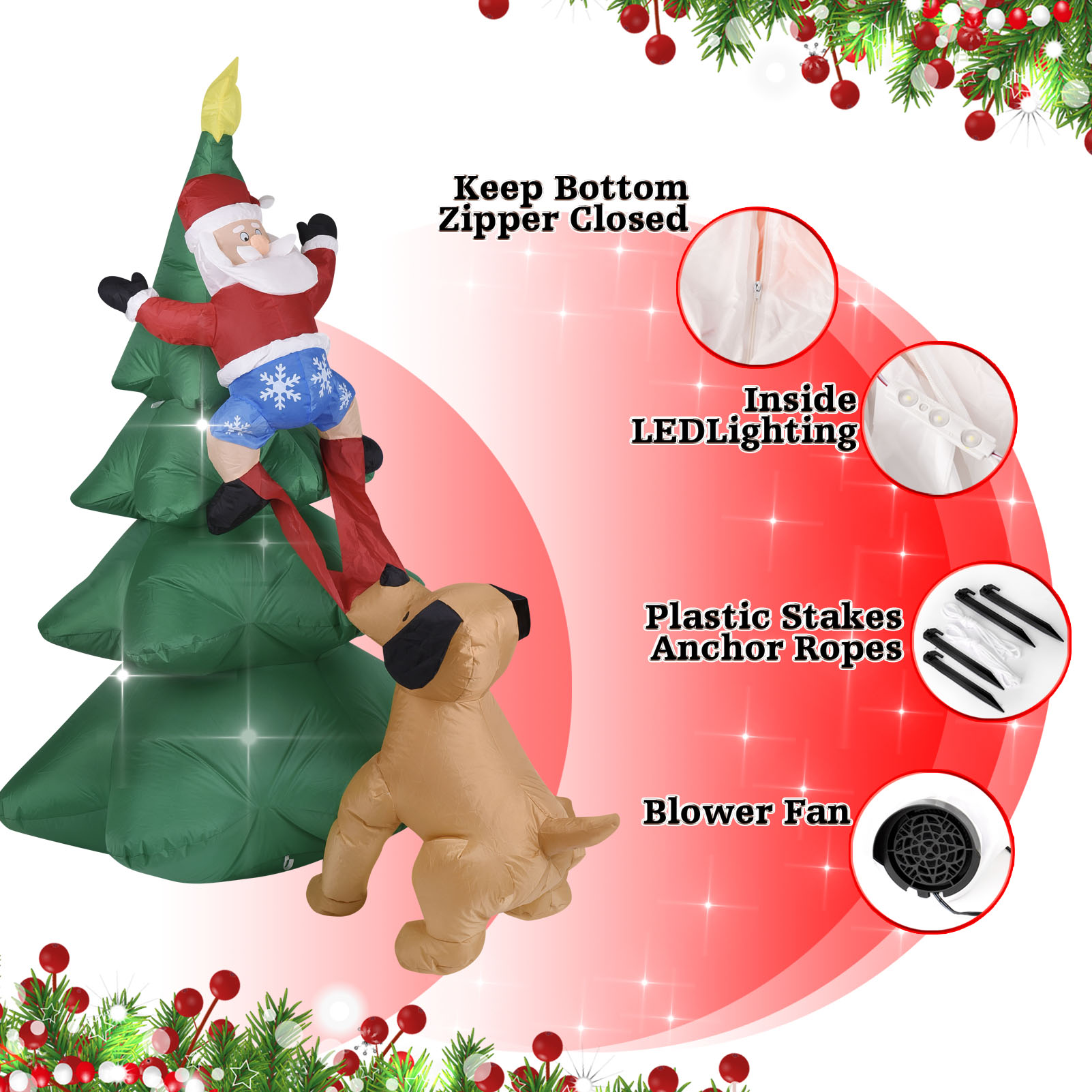 Christmas Inflatable Dog  w/Sa - Home Decor Lighting Tree 评论和价格
