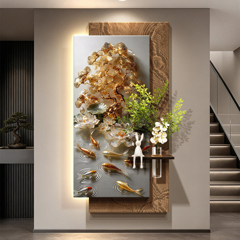 Nine Fish Gathering Wealth Pic - Wall Decor Lighting Tree 评论和价格