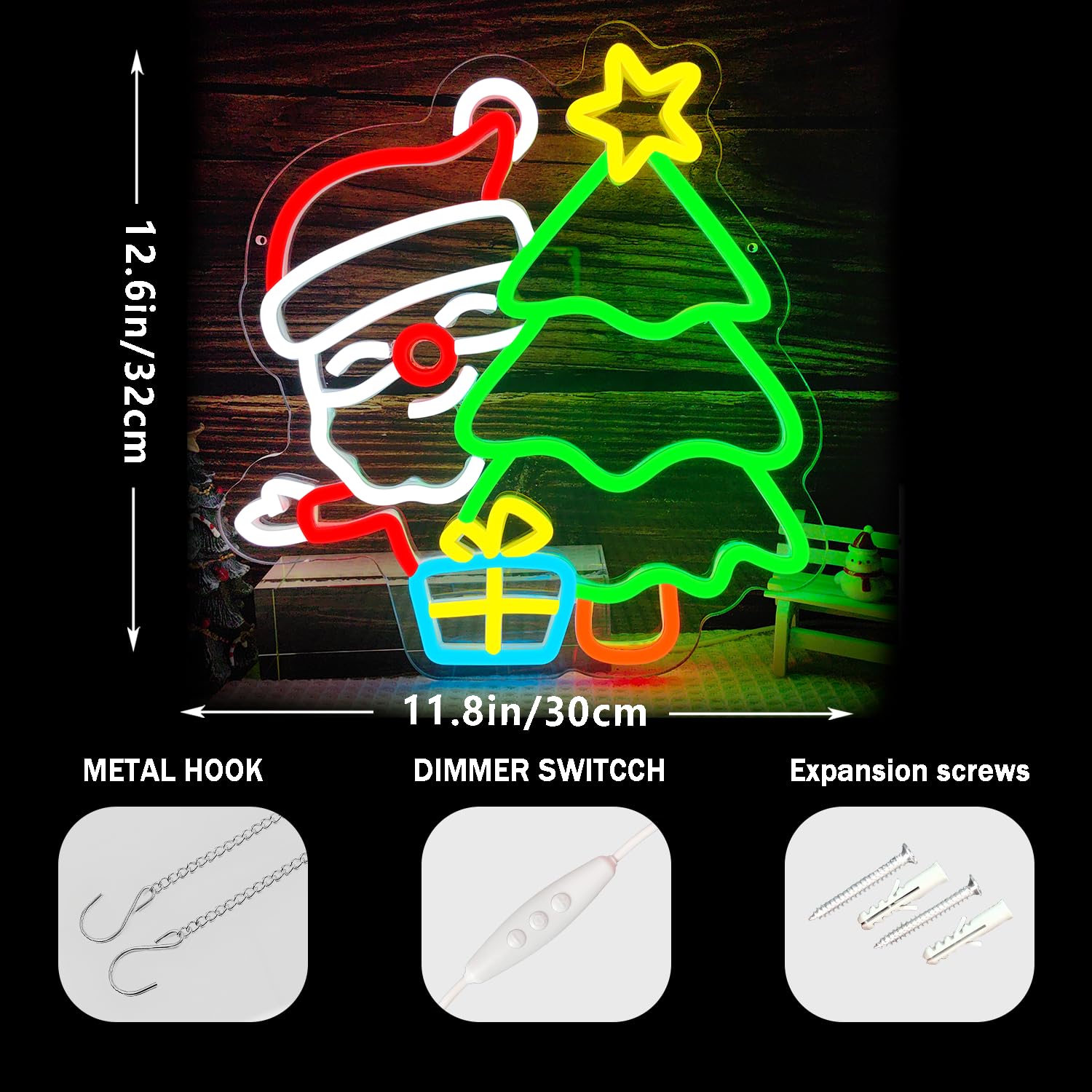 Santa Neon Sign for Wall Decor - Wall Decor Lighting Tree 评论和价格