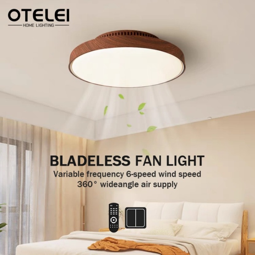 New Walnut Invisible Bladeless - Decor Lighting Ceiling Fans 评论和价格