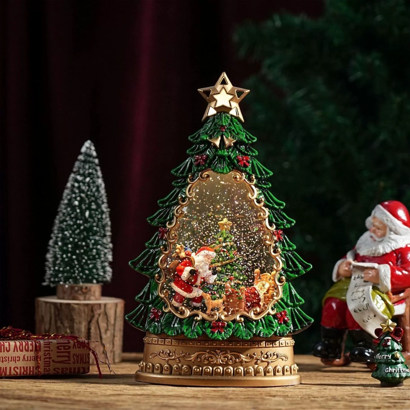 Snow Globe Music Box Christmas - Home Decor Lighting Tree 评论和价格