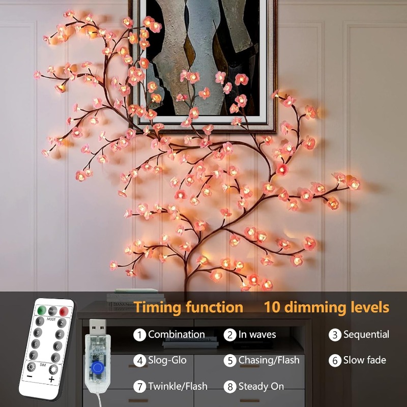 LED Cherry Blossom Tree Branch - Wall Decor Lighting Tree 评论和价格