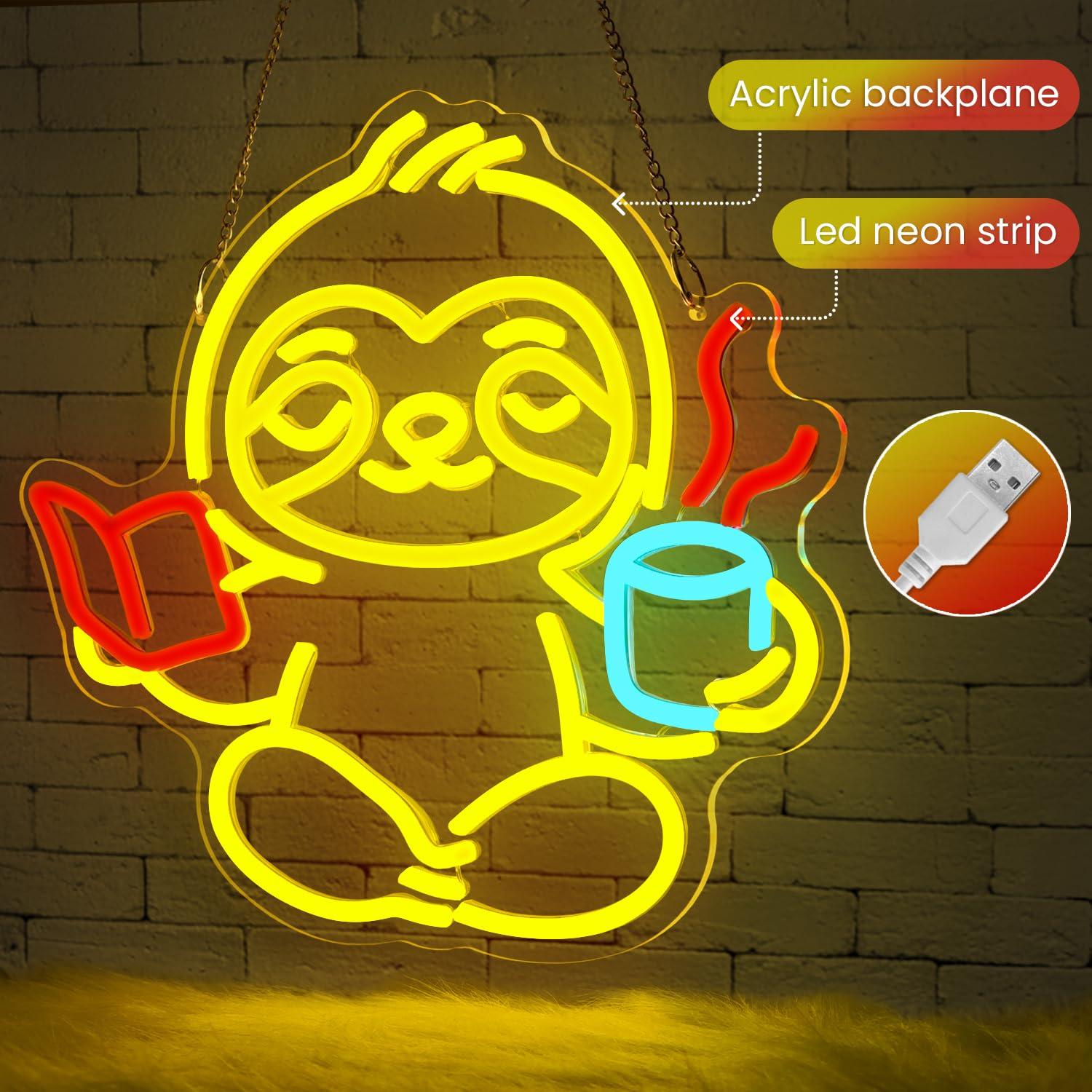 Sloth Neon Sign USB Dimmable L - Lighting Decor Living Room 评论和价格