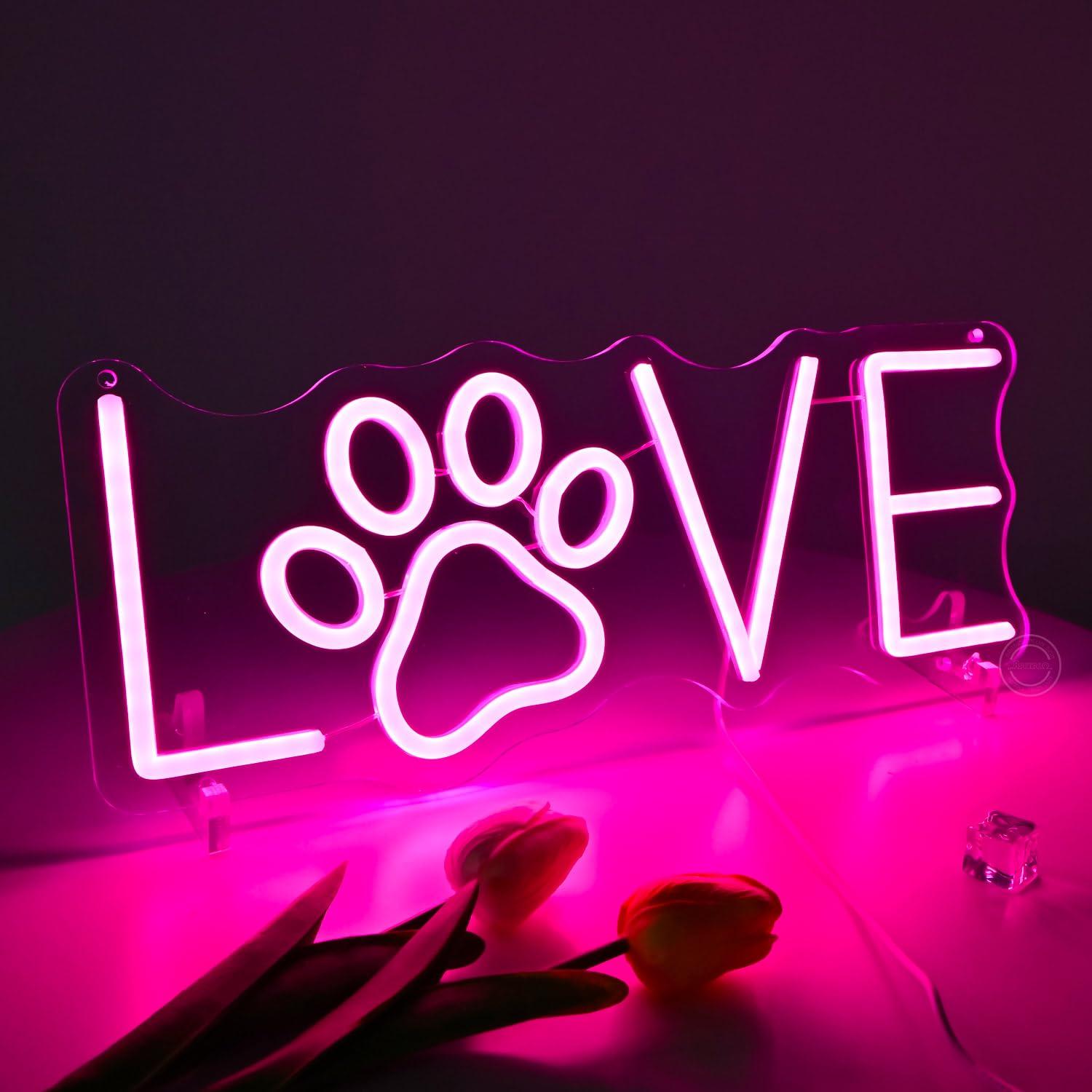 Love Paw Neon Sign USB Dimmabl - Lighting Decor Living Room 评论和价格