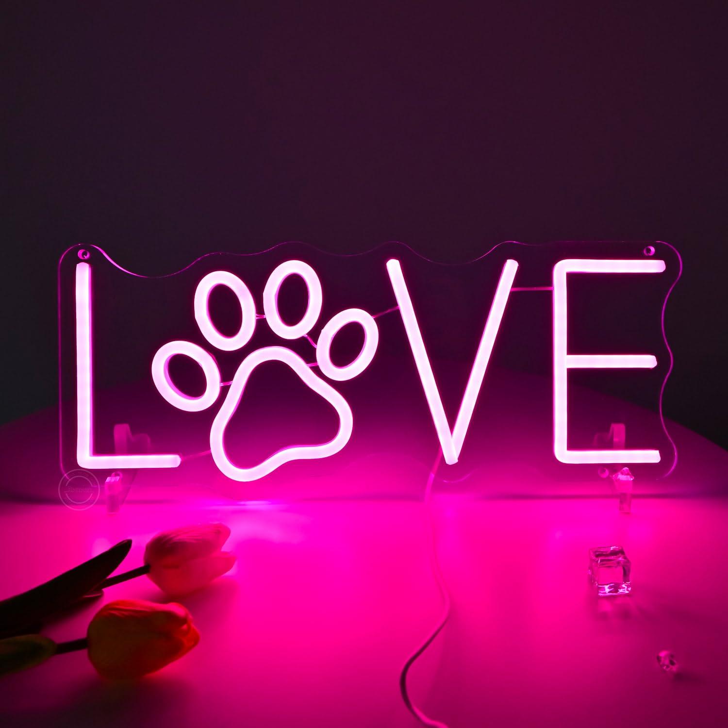 Love Paw Neon Sign USB Dimmabl - Lighting Decor Living Room 评论和价格