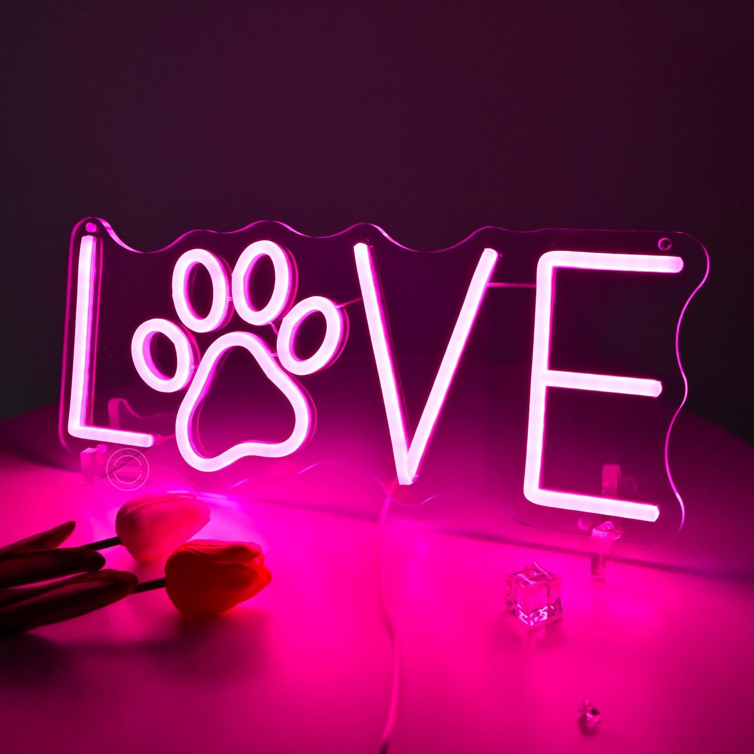 Love Paw Neon Sign USB Dimmabl - Lighting Decor Living Room 评论和价格