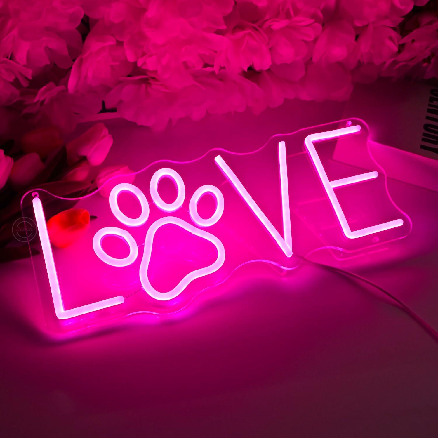 Love Paw Neon Sign USB Dimmabl - Lighting Decor Living Room 评论和价格