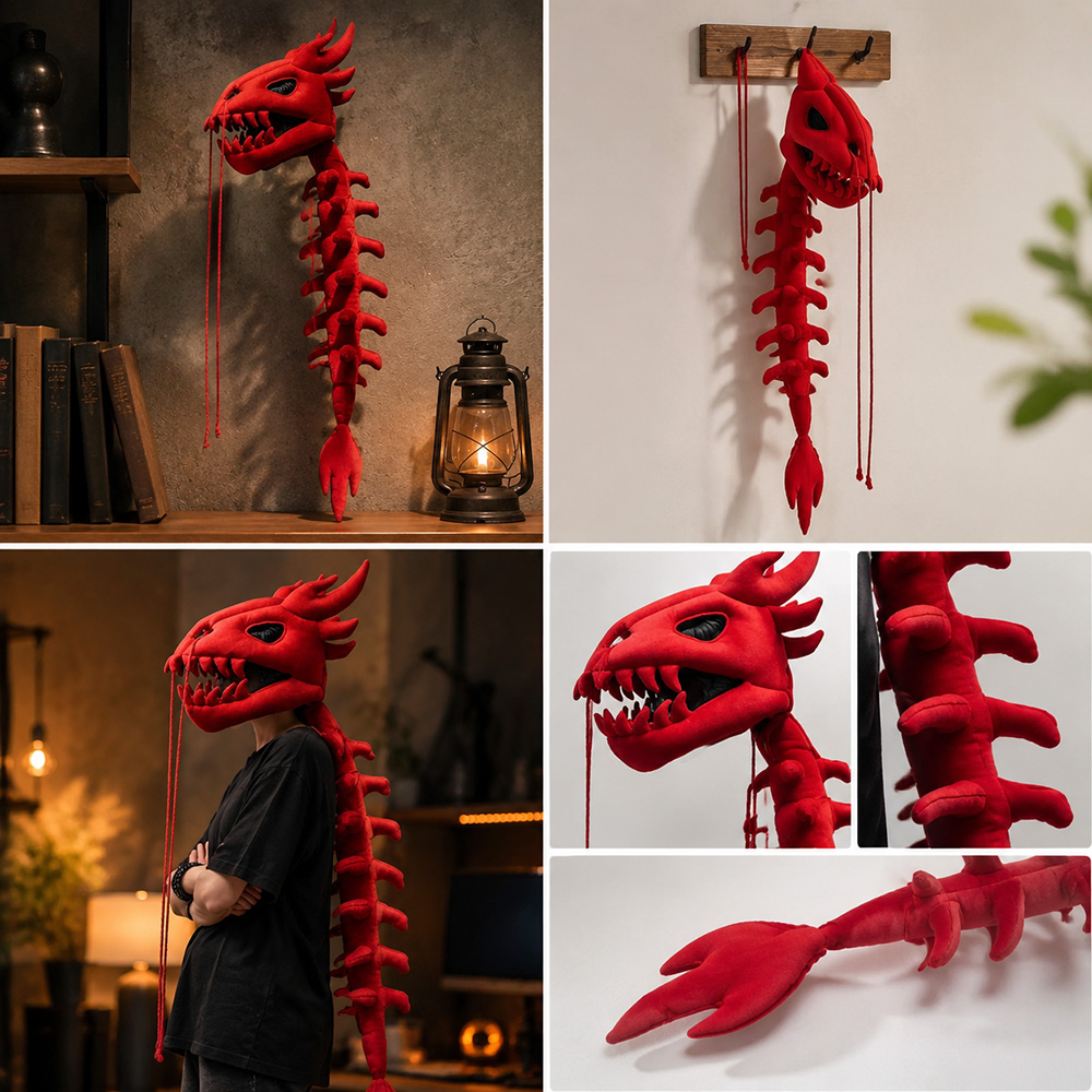 Dragon Skull Spine Plush Hood  - Unique Lighting Decor 评论和价格