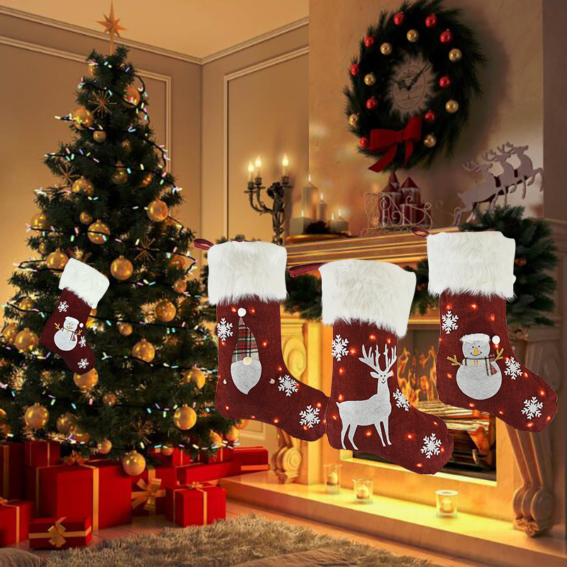 Christmas Socks With Led Light - Home Decor Lighting Tree 评论和价格