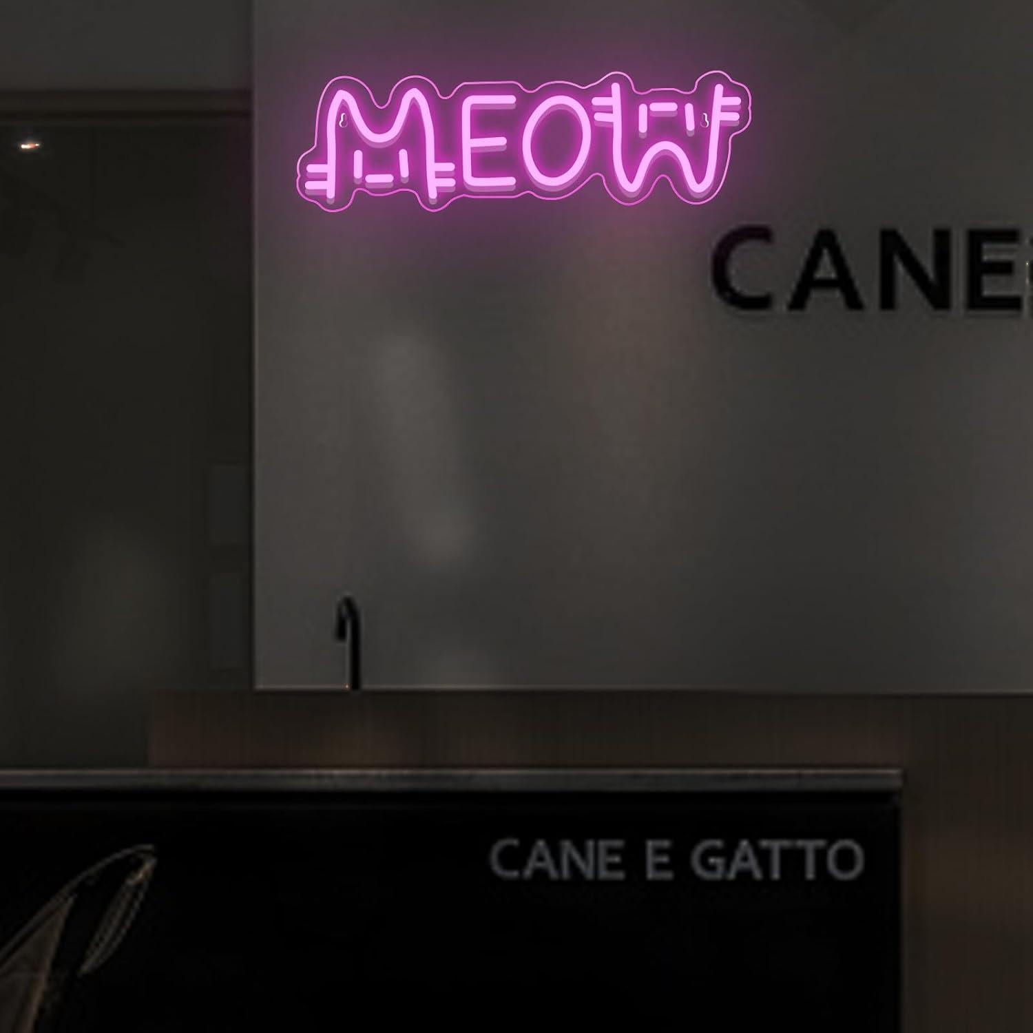 Meow Neon Sign Cat USB Powered - Lighting Decor Home 评论和价格