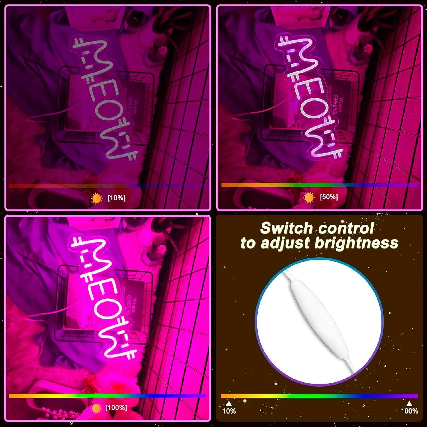 Meow Neon Sign Cat USB Powered - Lighting Decor Home 评论和价格