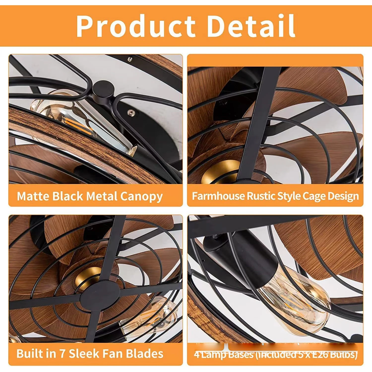 Retro living room ceiling fan  - Decor Lighting Ceiling Fans 评论和价格