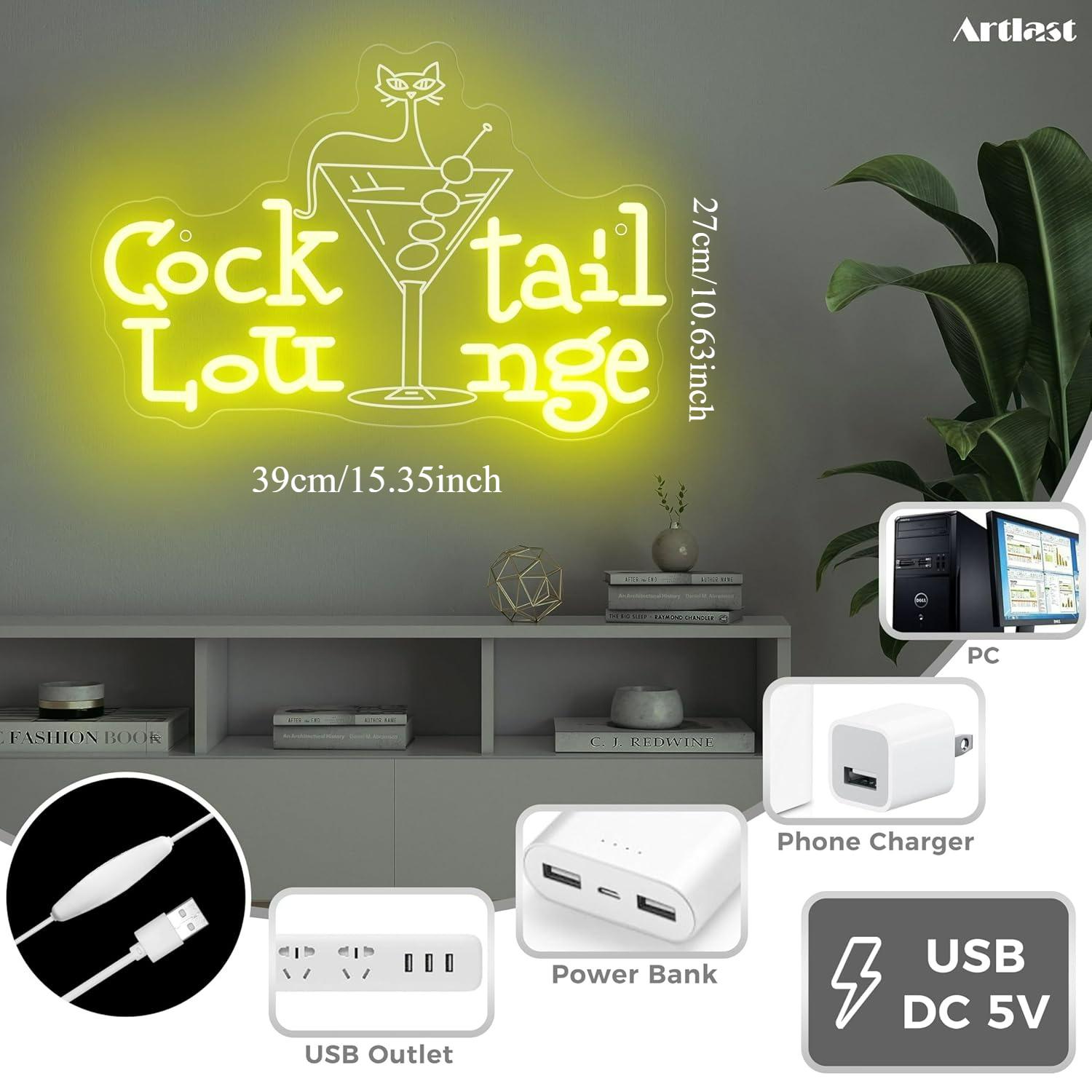 Cocktail Lounge Neon Sign Dimm - Lighting Decor Home 评论和价格